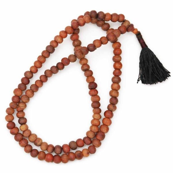 10mm Tamarind Wood Buddhist Prayer Bead Necklace Black Tassel