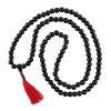 12mm Black Monk Bead Necklace red tassel