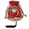 12mm Narra Wood Buddhist Prayer Beads Necklace Black Tassel Bag