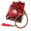 12mm teak wood Buddhist Prayer Bead Necklace Red Tassel Box