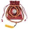 8mm Narra Wood Buddhist Prayer Bead Necklace with Bag Yellow Tassel