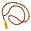 8mm Narra Wood Buddhist Prayer Bead Necklace with Yellow Tassel