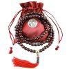 8mm Red Narra Wood Buddhist Mala Bead Necklace Red Tassel Bag