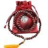 8mm Red Narra Wood Buddhist Mala Bead Necklace Yellow Tassel bag