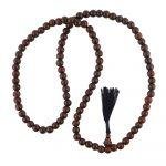8mm Red Narra Wood Buddhist Prayer Beads Necklace Black Tassel