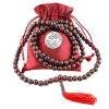 8mm Red Narra Wood Buddhist Prayer Beads Necklace Red Tassel Bag