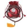 8mm Red Narra Wood Buddhist Prayer Beads Necklace Yellow Tassel Bag