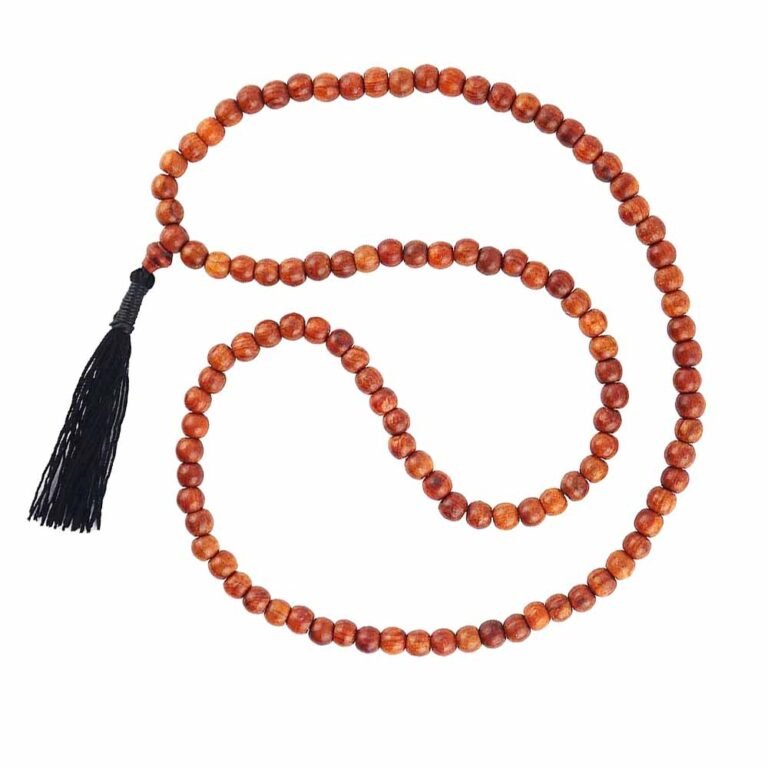 8mm tamarind wood Buddhist Prayer Bead Necklace Black Tassel