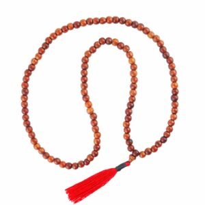 8mm tamarind wood Buddhist Prayer Bead Necklace Red Tassel