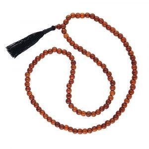 12mm teak wood Buddhist Prayer Bead Necklace Black Tassel