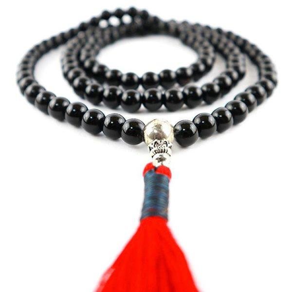 Onyx Mala Bead Buddhist Necklace