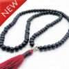 Black Wood Buddhist Mala Beads with Silver guru