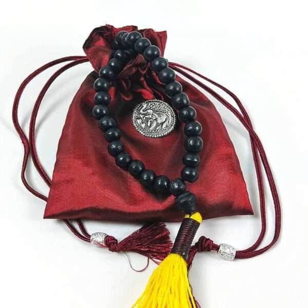 Black Wood Buddhist Prayer Beads Yellow Tassel with Bag