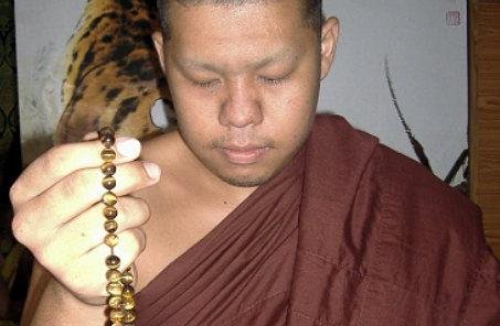 Monk blessing Buddha Mala Necklace