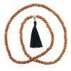 Silver Guru 8mm Narra Wood Buddhist Mala Bead Necklace with Black Tassel