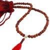 Silver Guru 8mm Teak Wood Buddhist Mala Prayer Beads Necklace Red Tassel