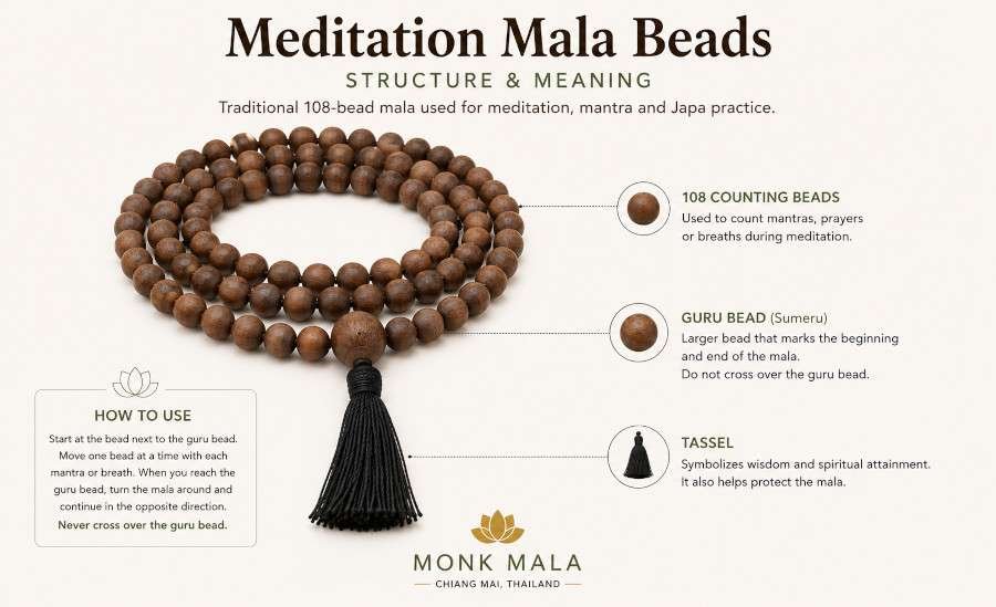 meditation mala beads necklace